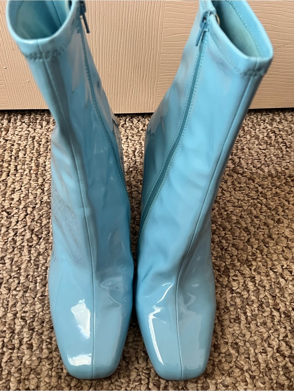 Steve Madden Baby Blue Patent Square-Toe Ankle Boots